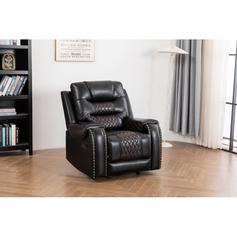 Fauteuil inclinable et berçant en cuir Ilyia, Similicuir brun / noir