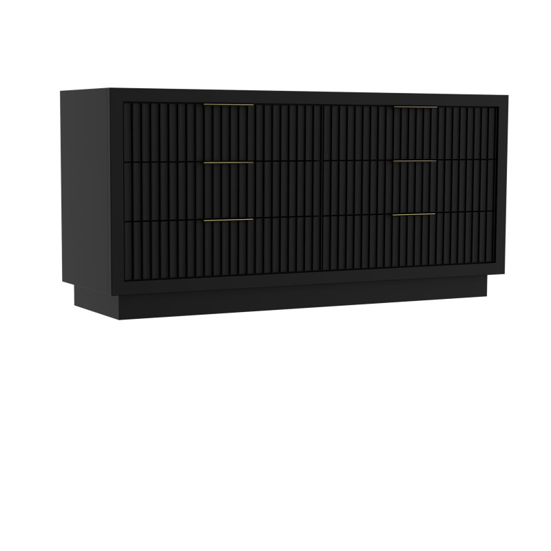 Lecrieú Double Drawer Bath Vanity, Noir, Rose Gold, 72"