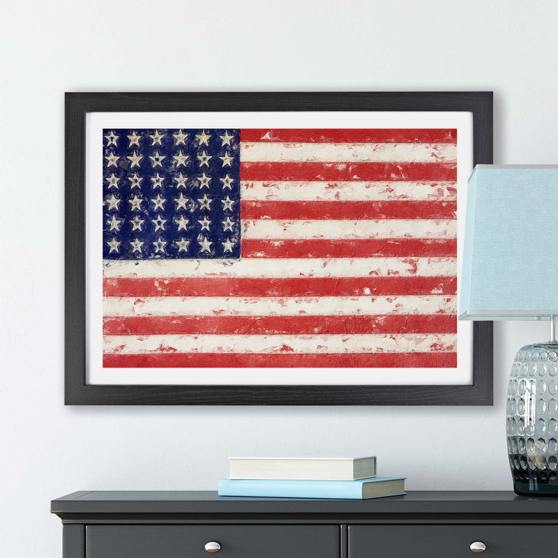 Flag Of The United States Of America - Single Picture Frame Painting, Black, 62cm H x 87cm W x 2cm D