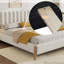 Structure de lit avec tête de lit tapissier Boucle et pieds en bois massif-315124342