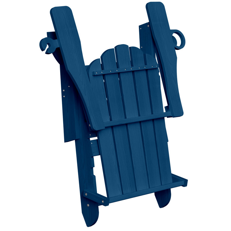 Dauji Oversize Wood Texture Adirondack Foldable Chair Weather-Resistant Fire Pit Chair, Navy
