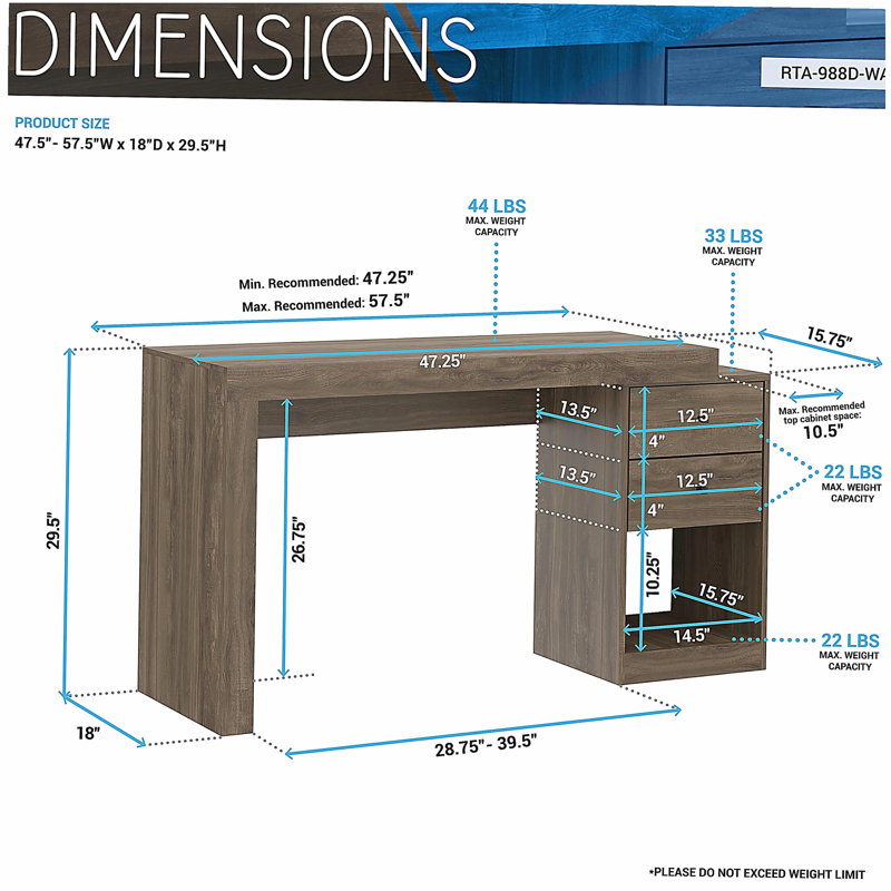 Bureau extensible couleur noyer, Noyer