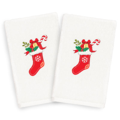 Christmas Stocking Embroidered Luxury Turkish Cotton Hand Towel
