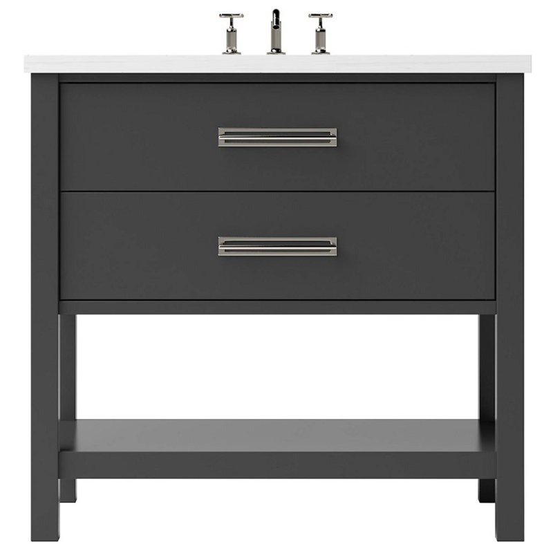 Kiawah Two-Drawer Single Bath Vanity, Off Black, 48", Satin Nickel