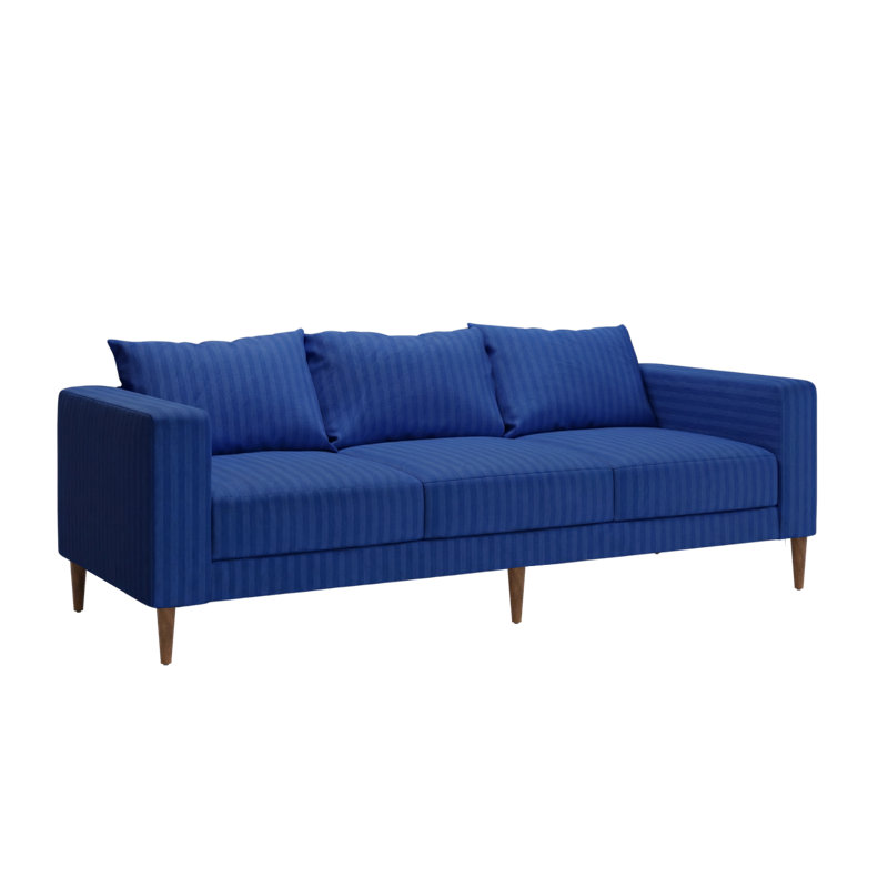 Essential Sofa, Cobalt Striped Hemp Blend, Dark Brown