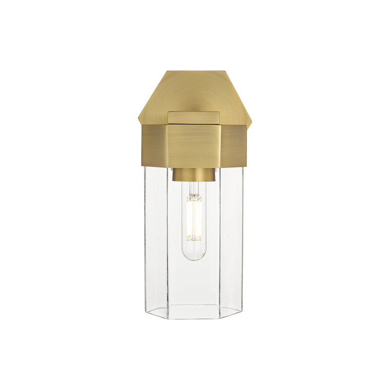 Applique murale 1 lumière 9 po Claverack, Laiton brossé, H 11,5 po x l 7,5 po x P 5 po, Transparent