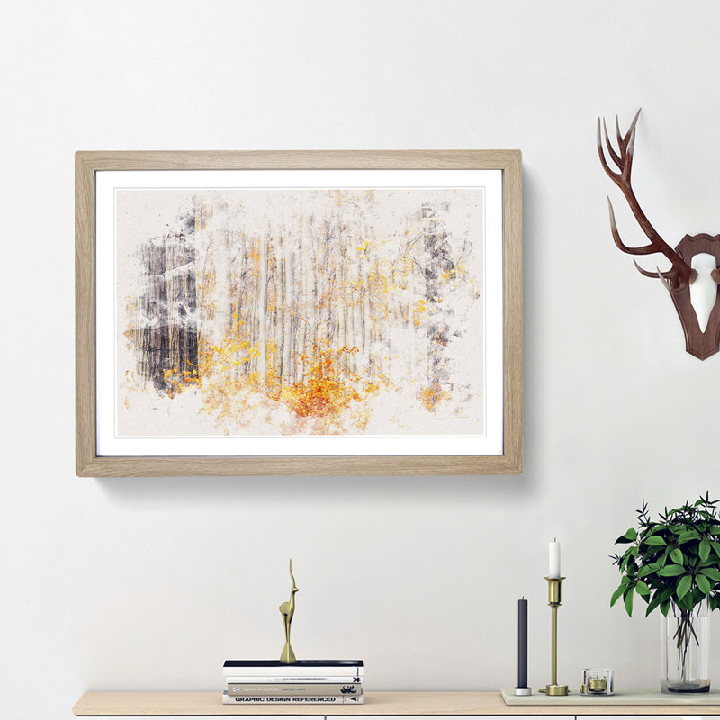 Orange Forest - Framed Print, Oak Framed, 62cm H x 87cm W x 2cm D