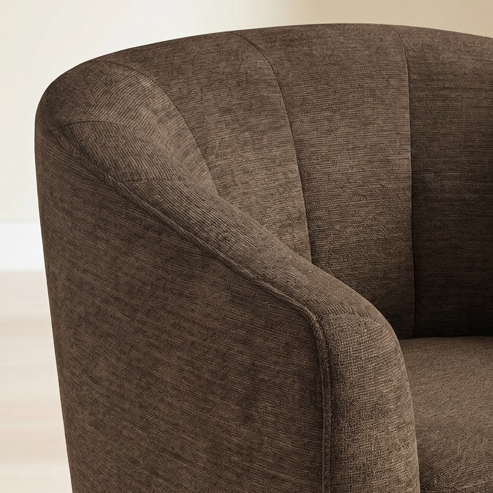 Eucalyptus Swivel Barrel Chair, Dark Brown
