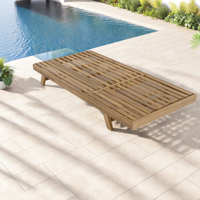 Chaise longue de patio réglable en bois d'acacia, design rustique pour jardin et piscine
