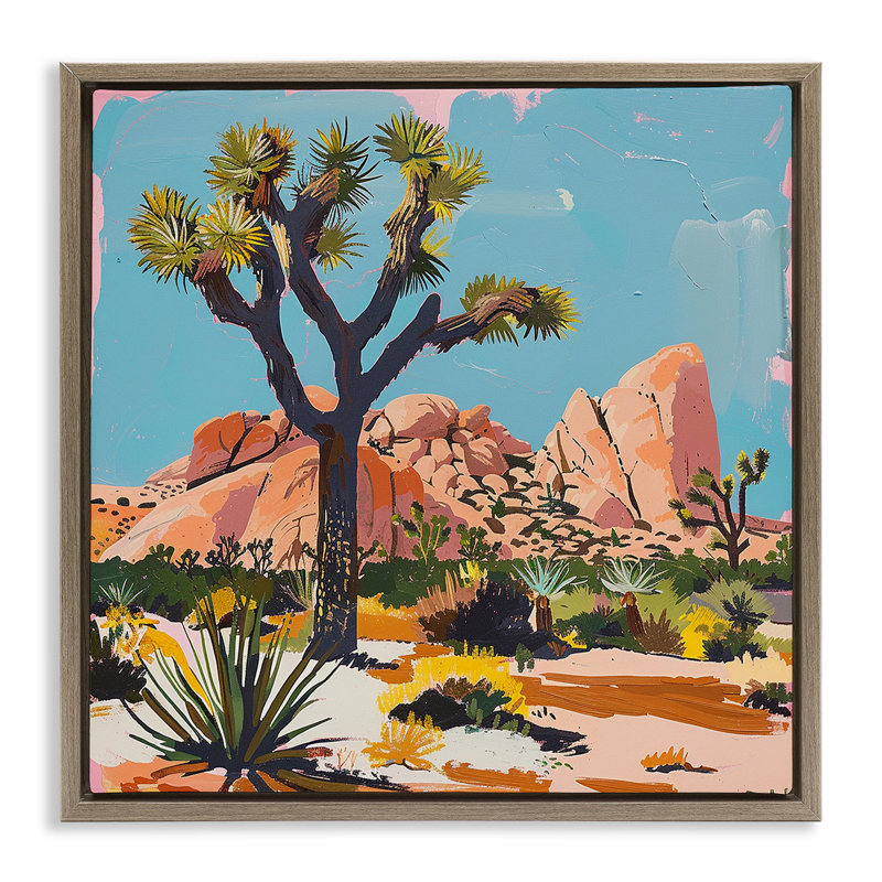 «Modern Joshua Tree in Desert», art mural encadré sur toile flottante, design par Walker Noble, H 18 po x l 18 po