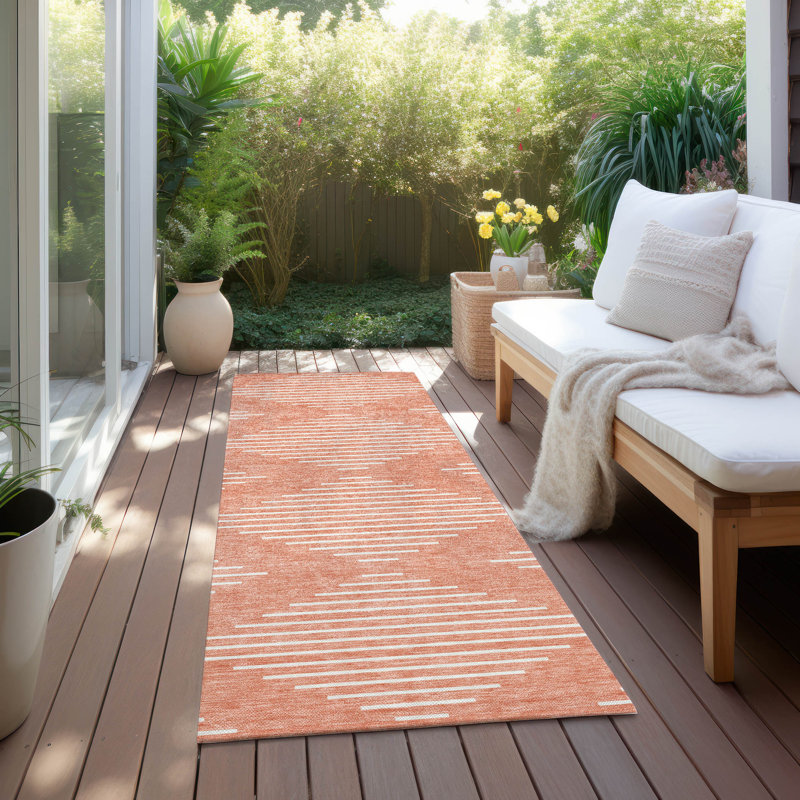 Velina Salmon Washable Indoor-Outdoor Rug - , 2'3" x 7'6"