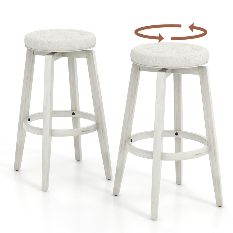Sinquefield Swivel Upholstered Counter Stool, 76cm, White