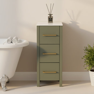 Armoire de salle de bain autoportante 12 po à 3 tiroirs Ravenna
