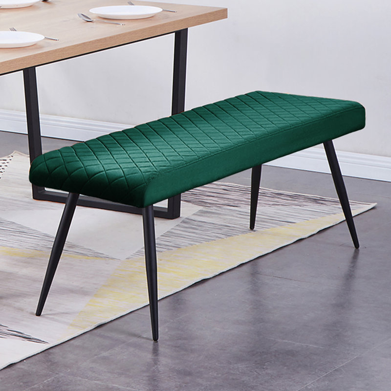 Depue Velvet 130cm Upholstered Bench for 2 person, Green Velvet