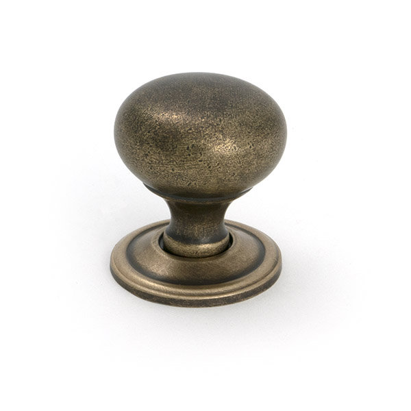 Mushroom Cabinet Knob, 1.30" Knob Diameter, Burnished Brass