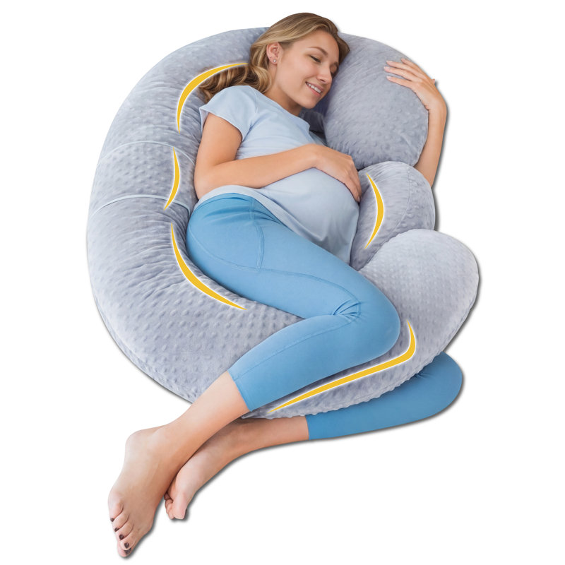 E-shaped Pregnancy Pillow, Full Body Maternity Pillow For Side Sleepers 60 Inch-support For Back, Legs, Belly, Hips, Gray