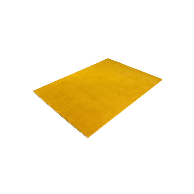 Solid Colour Wool Hand Woven Area Rug, Yellow, Rectangle 80 x 150cm
