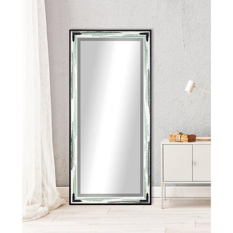Heavner Solid Wood Flat Mirror, Seafoam, 71" H x 30.5" W