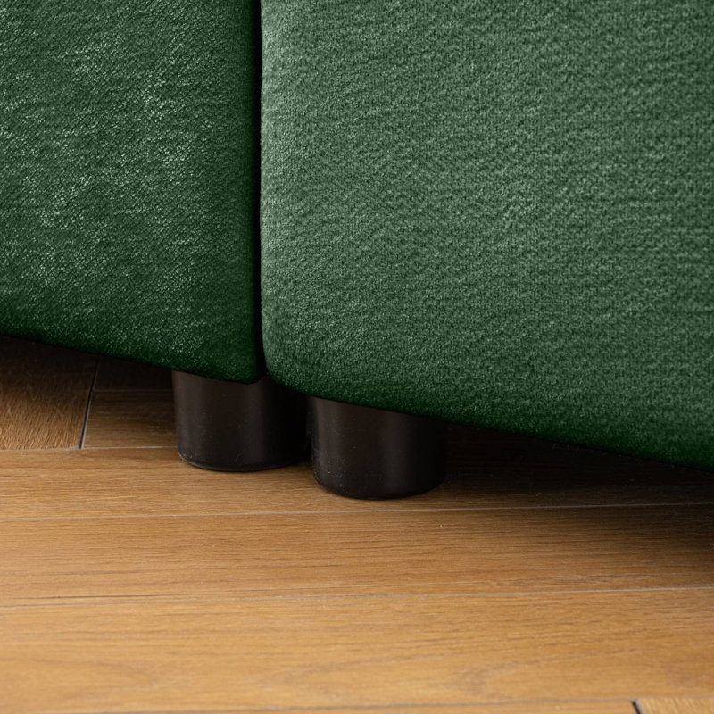 109" Upholstered Modular Sofa With Storage Seats, Green