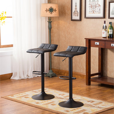 De 2 tabourets de bar en cuir reconstitué noir - modernes et réglables pour différentes pièces