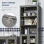 Grande armoire de rangement pour salle de bain avec tablette à 3 niveaux, armoire à porte en verre, tour à linge autoportante avec tablettes réglables-1031631451