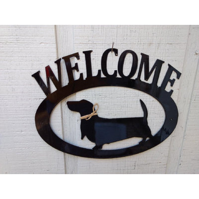 Panneau de bienvenue en métal Basset Hound