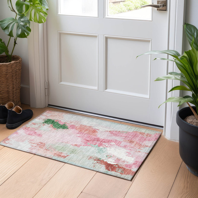 Tapis intérieur / extérieur lavable à la machine Xhevrie, Rectangle 1 pi 8 po x 2 pi 6 po
