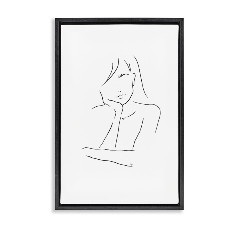Cadre flottant triste, dessin par Martina Pavlova, Cadre flottant noir de jais, H 25 po x l 17 po