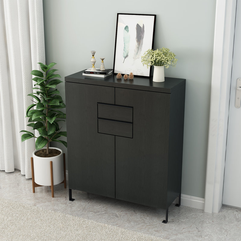 Armoire à chaussures moderne et minimaliste noire 26 paires