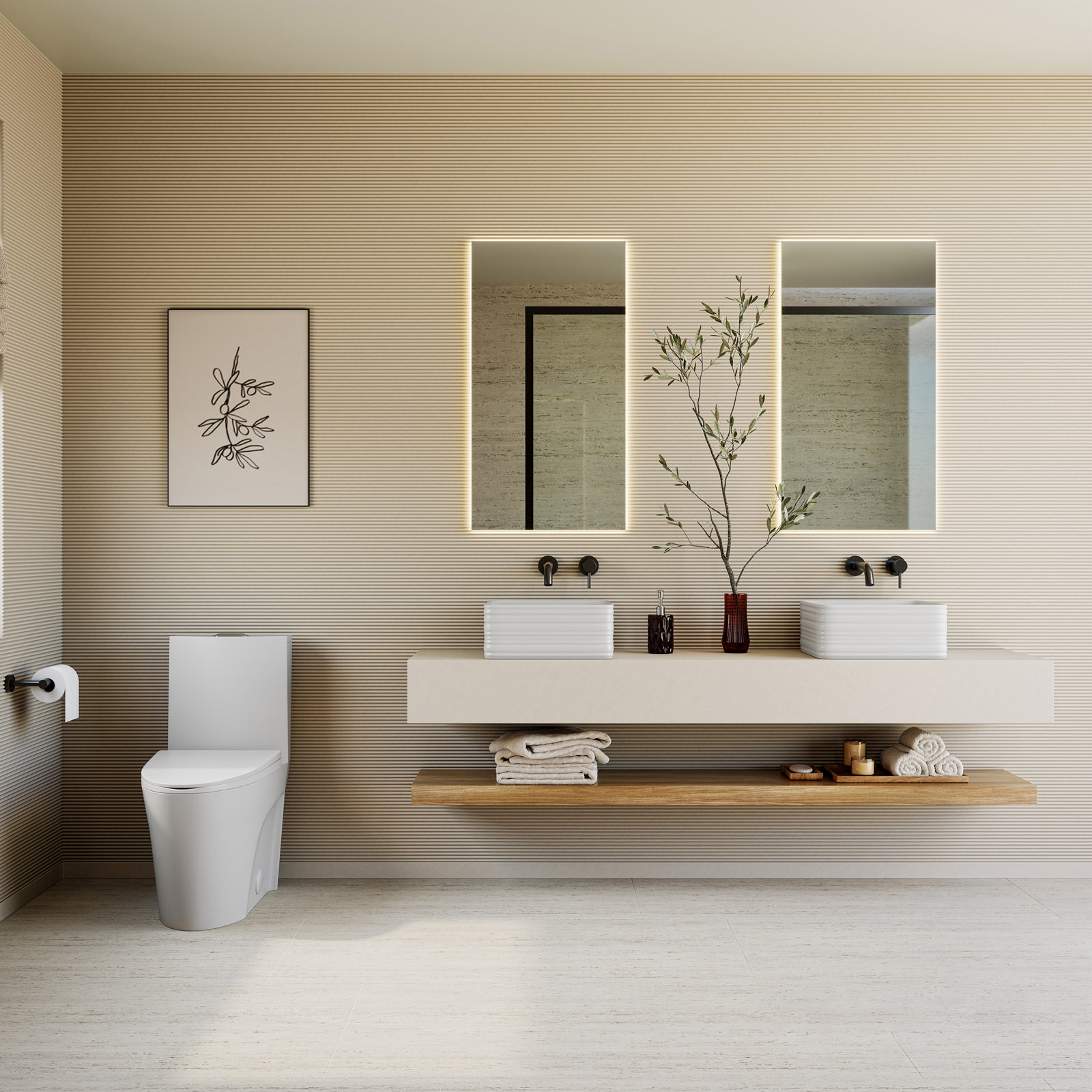 St. Tropez 1-Piece Elongated Toilet, Matte White, 12", Top