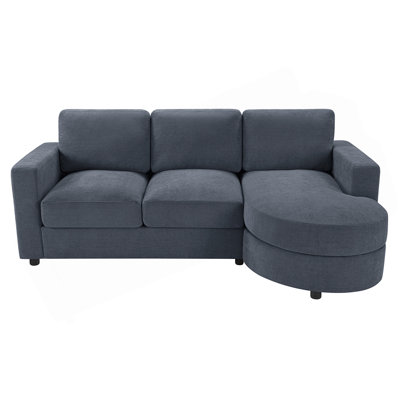 Modern L-Shaped Sectional Sofa With Curved Chaise, USB Ports, And Side Storage Pockets For Enhanced Comfort And Convenience.