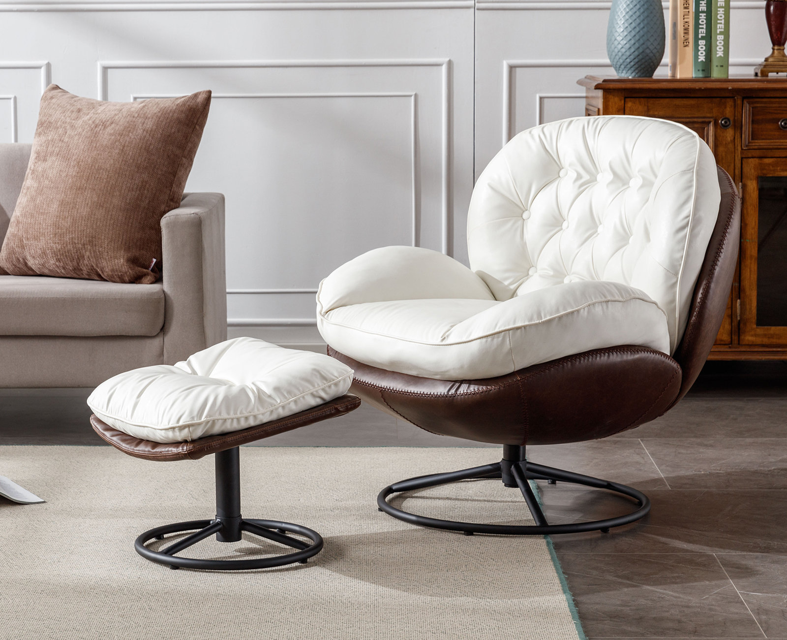 Faux leather best sale swivel chair