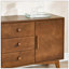 Buffet Mid-Century moderne avec rangement, armoire de rangement avec 2 portes et 3 tiroirs pour la cuisine, le salon, la console