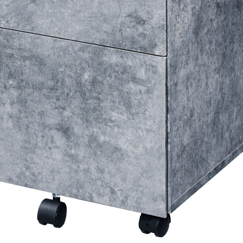 Faux Concrete & Silver File Cabinet, 3 Durability - Gray