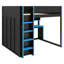 Le lit mezzanine avec armoire, bureau et éclairage offre un rangement optimisé et un style moderne pour la décoration de la chambre.-188437273