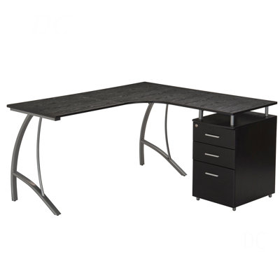 Bureau d'ordinateur moderne en L avec classeur et rangement Techni Mobile