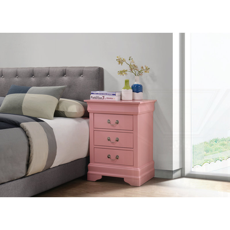 Elegant Nightstand, Pink/Silver