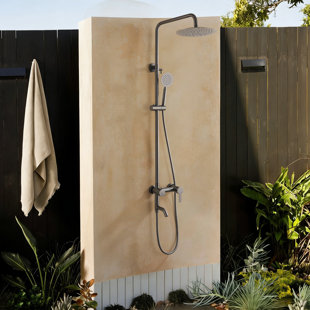 47"H 3-Function 304 Stainless Steel Wall-Mounted Outdoor Shower System