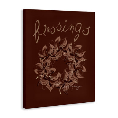 Blessings Brown Autumn Wreath Canvas, design by Susan Lugar