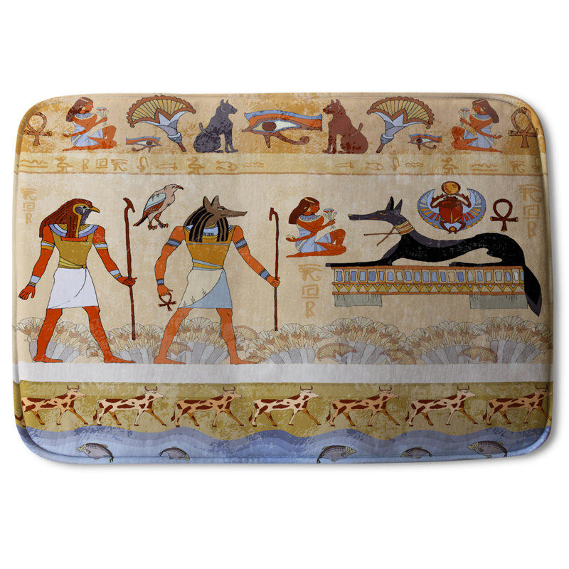 Aissa Non-Slip Bath Rug, Ancient Egyptian Art