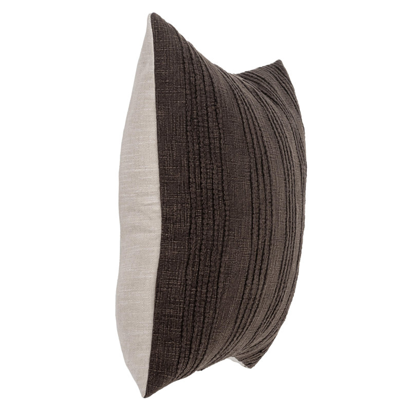 Coussin en coton Gratitude, Ganache brune, Carré 22 po