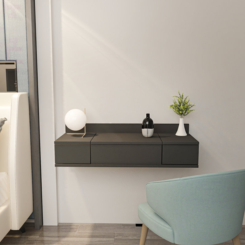 Zyshonne Dressing Table with Mirror, Anthracite