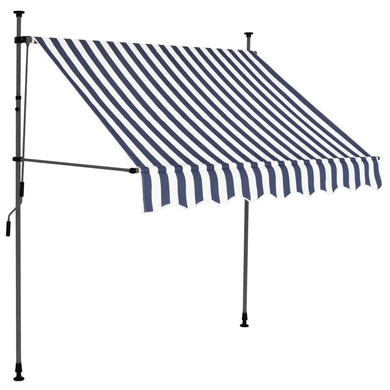 Dakota Fields 120cm D Polyester Cover Retractable Window Awning, 2m W x 1.2m D, Blue