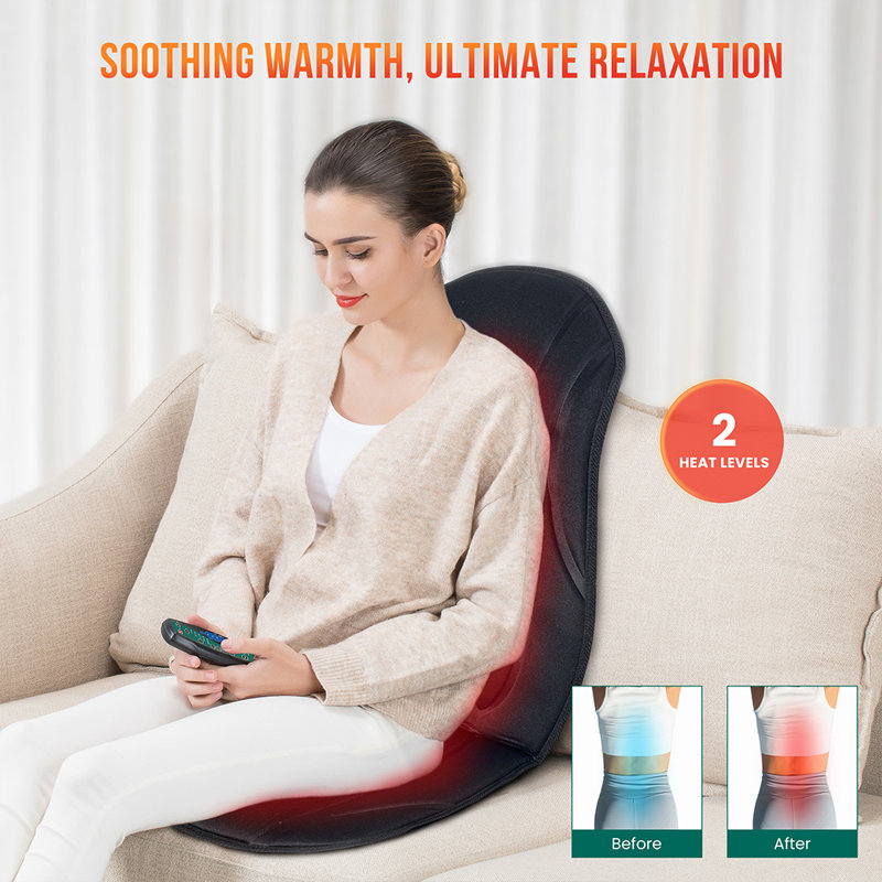 Snailax Vibration Back Massager with Heat, Heated Seat Massager with 8 Vibrating Motors & 5 Modes - SL-222