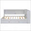 Lit de jour en bois pleine grandeur avec tablettes de rangement, USB, DEL et lit gigogne, blanc