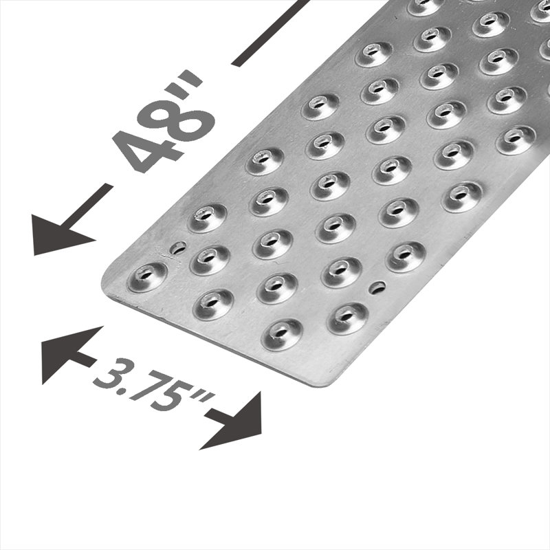 Non-Slip Tread, 48In X 3.75In, Silver, W/18 Screws