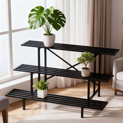 Heavy-Duty 3-Tier Metal Plant Stand With 660 LB Capacity, Rust-Resistant Powder Coated Steel Frame For Indoor And Outdoor Use by Arlmont & Co.