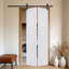 2-Panel Bi-Fold 80 In.X72 In. Mdf White Walnut Barn Sliding Door With Hardware Kit-131130744