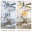 Ventilateur de plafond moderne chromé Briteny 52 po avec lumière et télécommande, moteur CC réversible à 6 vitesses, grand ventilateur de plafond industriel pour salons-2046408132