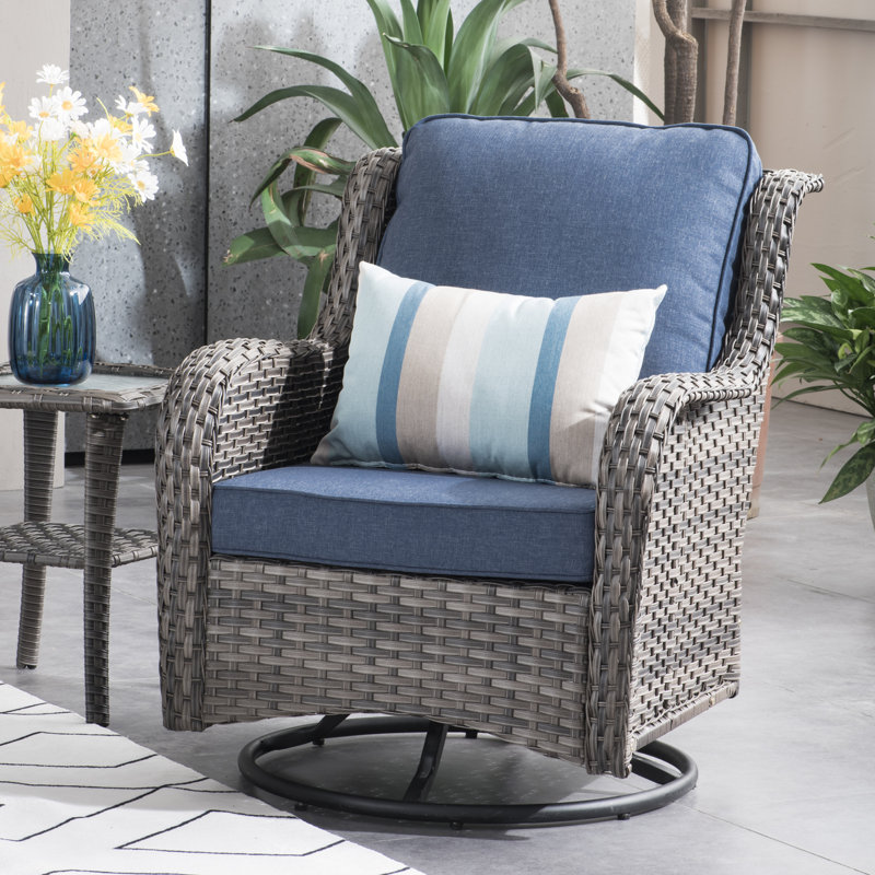 Amerissa 7 - Person Wicker Rattan Patio Furniture Set with Swivel Chairs, Outdoor All Weather Sofa Conversation Set with Cushions for Garden Backyard